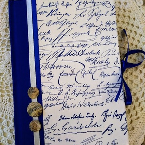 Királykék kézírásos napló, Otthon & Életmód, Papír, írószer, Jegyzetfüzet & Napló, Decoupage, transzfer és szalvétatechnika, Könyvkötés, MESKA