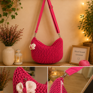 Pink horgolt táska - táska & tok - kézitáska & válltáska - alkalmi táska - Meska.hu