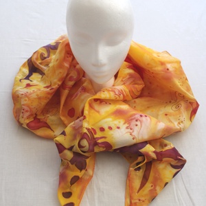 Őszi hangulatú selyemkendő - ruha & divat - sál, sapka, kendő - kendő - Meska.hu