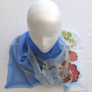 Nyári virágos selyemsál - ruha & divat - sál, sapka, kendő - sál - Meska.hu