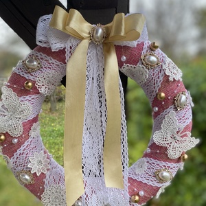 Vintage stílusú koszorú, Otthon & Életmód, Dekoráció, Virágdísz és tartó, Koszorú, , MESKA