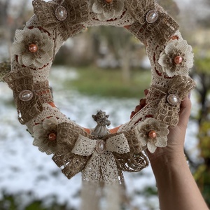 Karácsonyi vintage stílusú koszorú, Otthon & Életmód, Dekoráció, Virágdísz és tartó, Koszorú, , MESKA