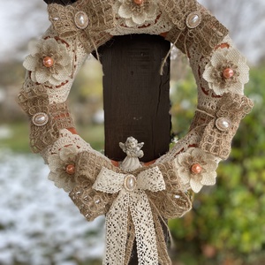 Karácsonyi vintage stílusú koszorú - otthon & életmód - dekoráció - virágdísz és tartó - koszorú - Meska.hu