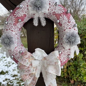 Karácsonyi vintage stílusú koszorú, Karácsony, Adventi díszek, Adventi koszorú, , MESKA