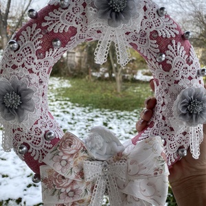 Karácsonyi vintage stílusú koszorú - karácsony - adventi díszek - adventi koszorú - Meska.hu