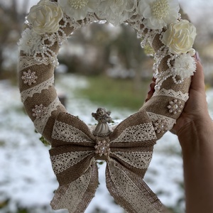 Karácsonyi vintage stílusú koszorú, Otthon & Életmód, Dekoráció, Virágdísz és tartó, Koszorú, , MESKA