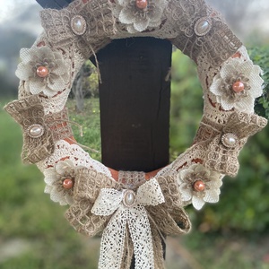 Vintage stílusú koszorú, Otthon & Életmód, Virágdekoráció, Virágdíszek, Dekor koszorúk, kopogtatók, , MESKA