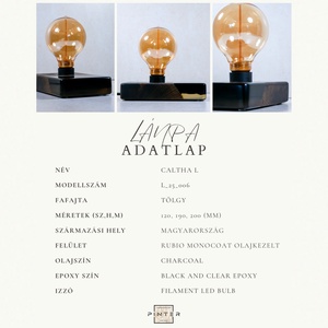 Tölgy-epoxy Lámpa - Caltha L - otthon & életmód - lámpa - hangulatlámpa - Meska.hu