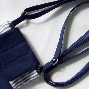 Kék csíkos, nyakba akasztható, textil telefontok - táska & tok - pénztárca & más tok - telefontok - Meska.hu