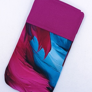 Magenta és türkiz tollak vízhatlan textil telefontok - táska & tok - pénztárca & más tok - telefontok - Meska.hu