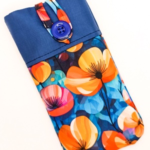 Kék, virágos - vízhatlan textil telefontok, Táska & Tok, Pénztárca & Más tok, Telefontok, Varrás, MESKA