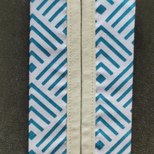 Türkiz geometrikus mintás papír zsebkendő tartó, Táska & Tok, Pénztárca & Más tok, Zsebkendőtartó tok, Varrás, MESKA