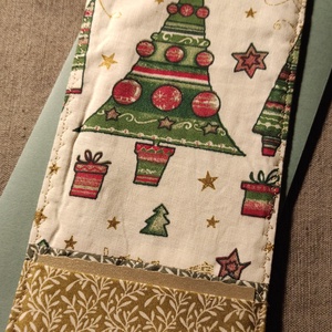 Karácsonyfás üdvözlőlap, textilkép, pénzboríték, Művészet, Textilkép, Egyéb, Varrás, Patchwork, foltvarrás, MESKA