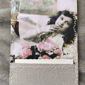 Nosztalgia fotós üdvözlőlap, textilkép, pénzboríték, Művészet, Textilkép, Egyéb, Varrás, MESKA