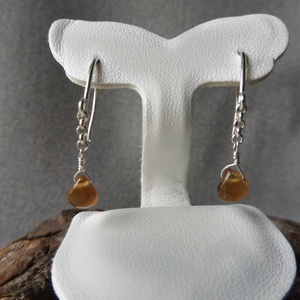 barna achátos fülbevaló    - ékszer - fülbevaló - lógó fülbevaló - Meska.hu