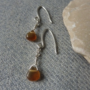 barna achátos fülbevaló    - ékszer - fülbevaló - lógó fülbevaló - Meska.hu