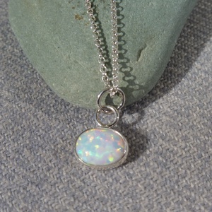ezüst opálos medál - ékszer - nyaklánc - medál - Meska.hu