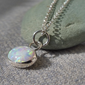 ezüst opálos medál - ékszer - nyaklánc - medál - Meska.hu
