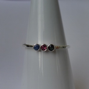 turmalin-zafír köves ezüst gyűrű  - ékszer - gyűrű - többköves gyűrű - Meska.hu