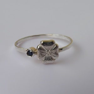 virágos-kék zafír köves ezüst gyűrű , Ékszer, Gyűrű, Szoliter gyűrű, Ékszerkészítés, Ötvös, MESKA