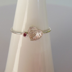 rózsaszín zafíros-szív leveles ezüstgyűrű , Ékszer, Gyűrű, Szoliter gyűrű, Ékszerkészítés, Ötvös, MESKA