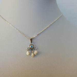 3 mozgó gyöngyös ezüstmedál - ékszer - nyaklánc - medál - Meska.hu