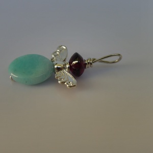 ezüst angyalka medál gránáttal és amazonittal - ékszer - nyaklánc - medál - Meska.hu