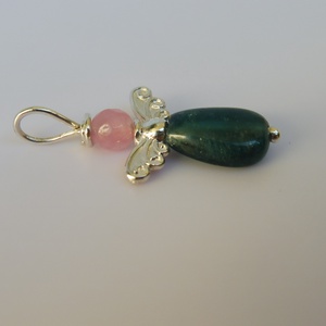 ezüst angyalka medál rózsakvarccal és apatittal - ékszer - nyaklánc - medál - Meska.hu