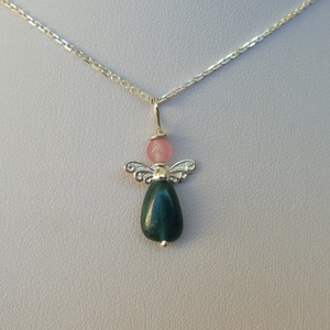 ezüst angyalka medál rózsakvarccal és apatittal, Ékszer, Nyaklánc, Medál, Ékszerkészítés, Ötvös, MESKA