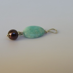 ezüstmedál fekete gyönggyel és amazonittal - ékszer - nyaklánc - medál - Meska.hu