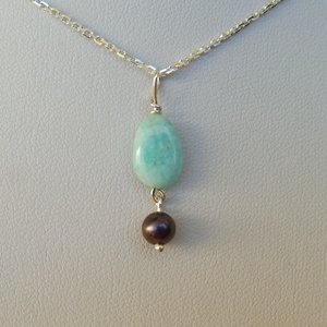 ezüstmedál fekete gyönggyel és amazonittal, Ékszer, Nyaklánc, Medál, Ékszerkészítés, Ötvös, MESKA