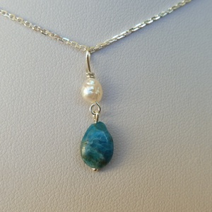 ezüstmedál gyönggyel és apatittal, Ékszer, Nyaklánc, Medál, Ékszerkészítés, Ötvös, MESKA