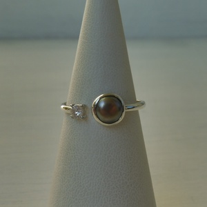 gyöngyös-cirkóniás nyitott ezüstgyűrű - Meska.hu