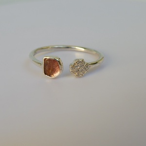 rózsaszín turmalinos, cirkóniás nyitott ezüstgyűrű - Meska.hu