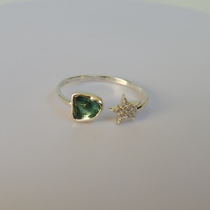 kék turmalinos, cirkóniás nyitott ezüstgyűrű - Meska.hu