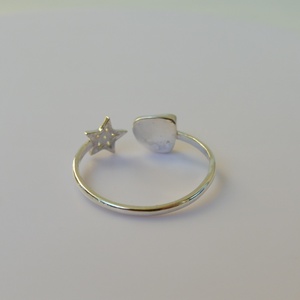 kék turmalinos, cirkóniás nyitott ezüstgyűrű - ékszer - gyűrű - gyöngyös gyűrű - Meska.hu