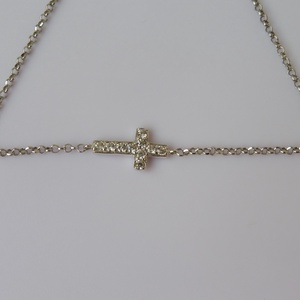 ezüst karkötő köves kereszttel, Ékszer, Karkötő, Karkötő medállal, Ékszerkészítés, Ötvös, MESKA