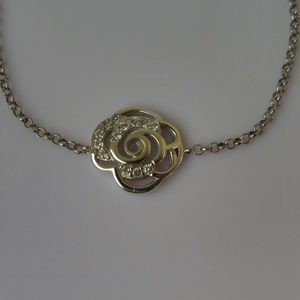 ezüst karkötő köves rózsával, Ékszer, Karkötő, Karkötő medállal, Ékszerkészítés, Ötvös, MESKA