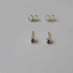 amatisztes ezüst fülbevaló - ékszer - fülbevaló - pötty fülbevaló - Meska.hu