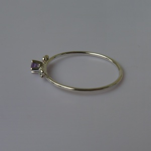 ezüstgyűrű ametiszttel és smaragdokkal - ékszer - gyűrű - szoliter gyűrű - Meska.hu