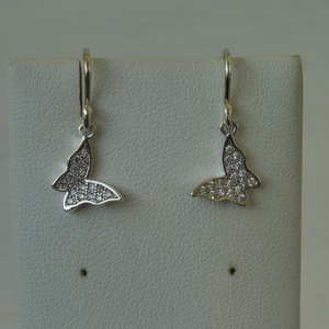 köves pillangós ezüst fülbevaló - ékszer - fülbevaló - lógó fülbevaló - Meska.hu