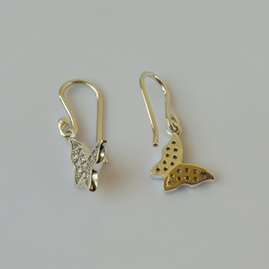 köves pillangós ezüst fülbevaló - ékszer - fülbevaló - lógó fülbevaló - Meska.hu