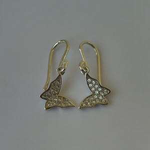köves pillangós ezüst fülbevaló - ékszer - fülbevaló - lógó fülbevaló - Meska.hu