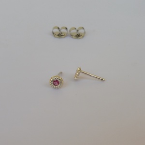 ezüst fülbevaló rózsaszín turmalinnal - ékszer - fülbevaló - pötty fülbevaló - Meska.hu