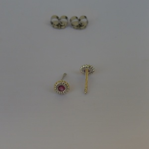 ezüst fülbevaló rózsaszín turmalinnal - ékszer - fülbevaló - pötty fülbevaló - Meska.hu