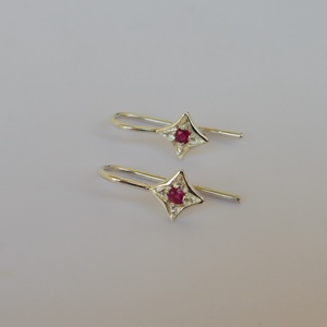 pink zafíros csillag fülbevaló ezüstből - ékszer - fülbevaló - lógó fülbevaló - Meska.hu