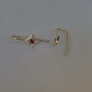 pink zafíros csillag fülbevaló ezüstből - ékszer - fülbevaló - lógó fülbevaló - Meska.hu