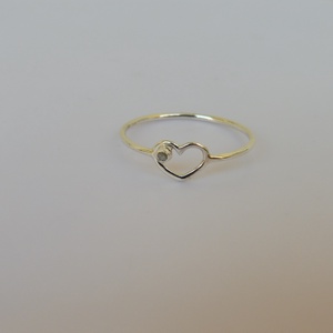 ezüst szív gyűrű gyémánttal, Ékszer, Gyűrű, Vékony gyűrű, Ékszerkészítés, Ötvös, MESKA