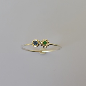 ezüstgyűrű smaragddal és zafírral - ékszer - gyűrű - szoliter gyűrű - Meska.hu