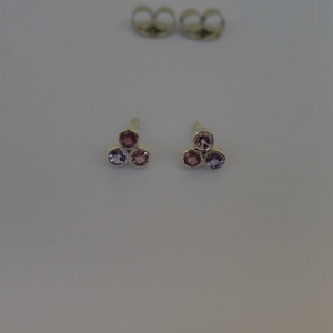 3 turmalinos ezüst fülbevaló - ékszer - fülbevaló - pötty fülbevaló - Meska.hu